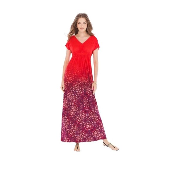 SOMA Grecian-Inspired Maxi Dress Tango Ombre Poppy in Women’s XXL - Picture 1 of 15